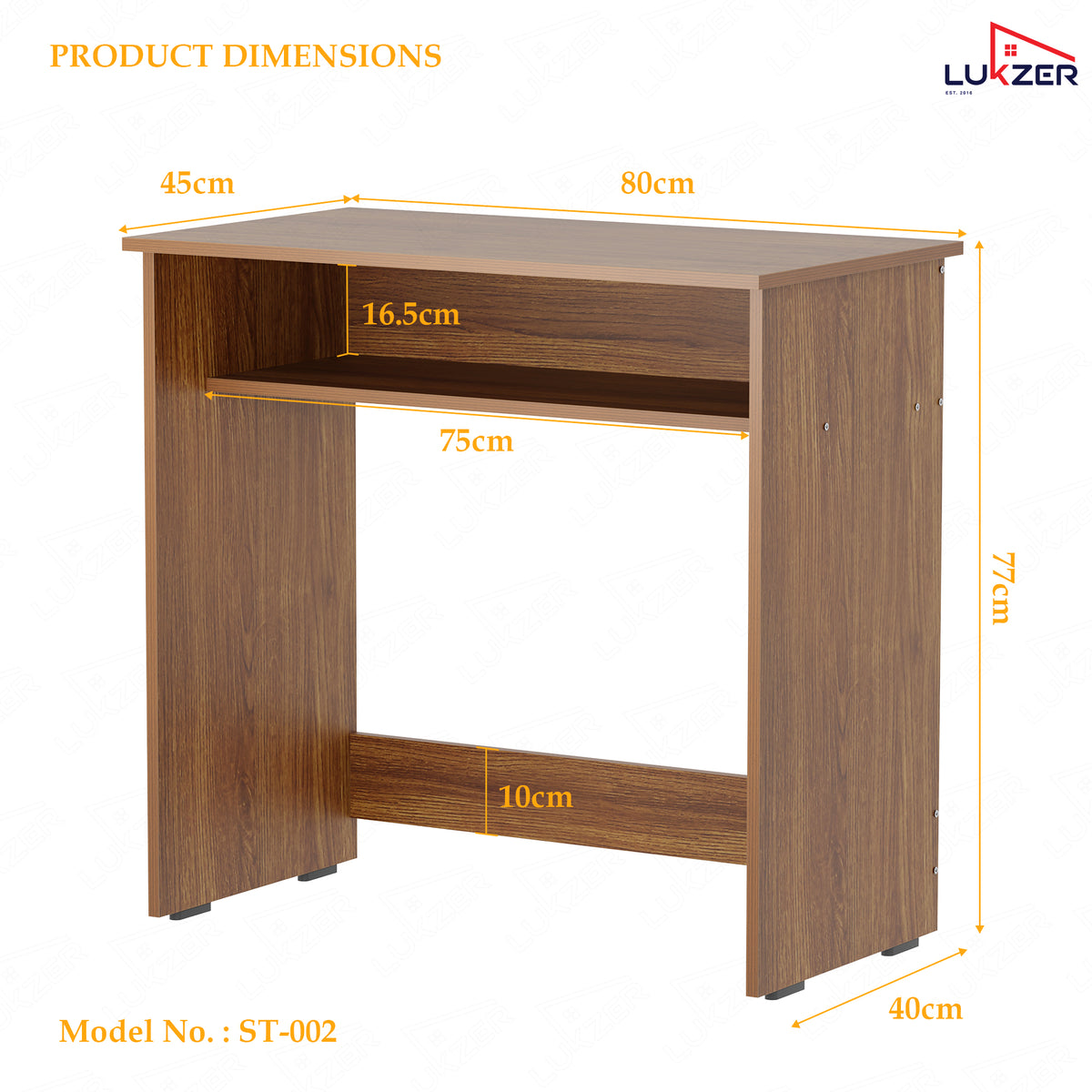 Lukzer Engineered Wood Study Table with Bookshelf (ST-002/Oak Brown)