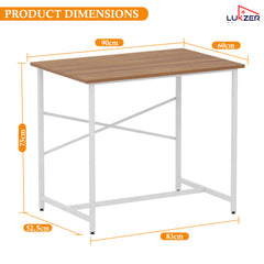 Lukzer X-Support Metal Frame & Engineered Wood Study Table for Home & Office (MST-008) white &  Oak Brown