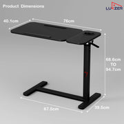 Lukzer Adjustable Overbed Study Table with Tilt Top, Cupholder & Wheels (MST-003/Black & Black)