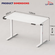 Lukzer Electric Automatic Height Adjustable Sit Stand Desk EST-003 ( White & White ) 3-Years Warranty