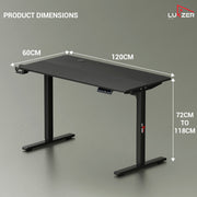 Lukzer Electric Height Adjustable Desk with USB & Type-C Study Table (EST-003/UC-Black & Black)