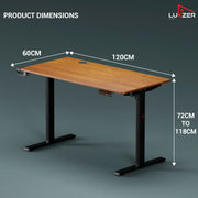 Lukzer Electric Height Adjustable Desk with USB & Type-C Study Table (EST-003/UC-Black & Oak Brown)