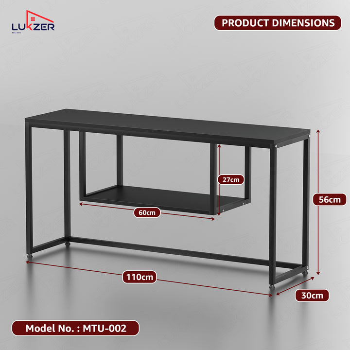 Lukzer TV Unit Stand for TVs up to 43 Inch Engineered Wood with Metal (MTU-002/Black & Black)