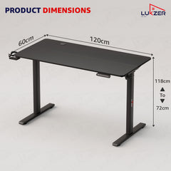 Lukzer Electric Automatic Height Adjustable Sit Stand Desk EST-003 ( Black & Black) 3-Years Warranty