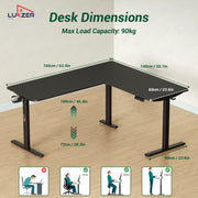 Lukzer Electric Height Adjustable Desk with USB & Type-C Study Table (EST-001/UC-Black & Black)