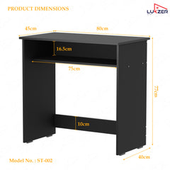 Lukzer Engineered Wood Study Table with Bookshelf (ST-002/Black)