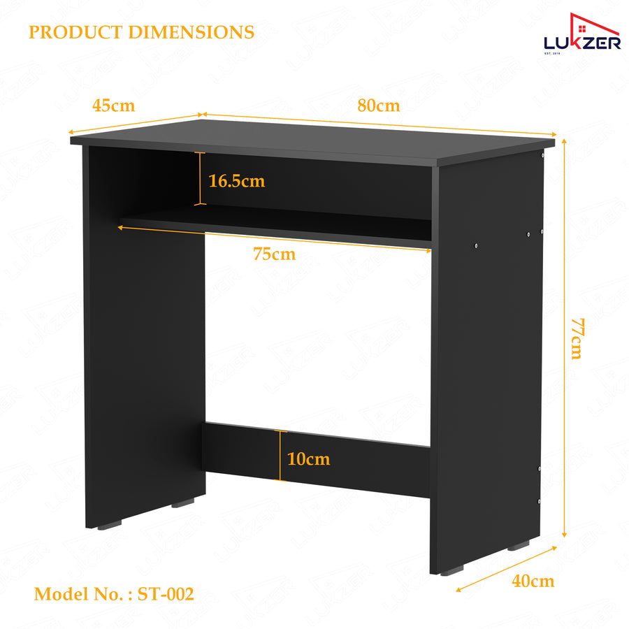 Lukzer Engineered Wood Study Table with Bookshelf (ST-002/Black)