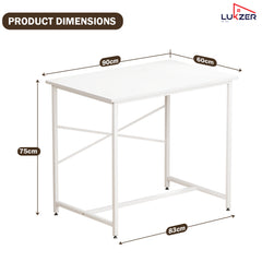 Lukzer X-Support Metal Frame & Engineered Wood Study Table for Home & Office (MST-008) white & white