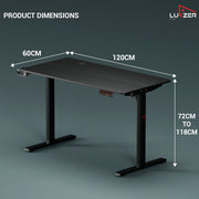 Lukzer Electric Height Adjustable Desk with USB & Type-C Study Table (EST-003/UC-Black & Black)