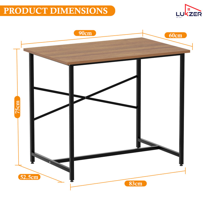 Lukzer X-Support Metal Frame & Engineered Wood Study Table for Home & Office (MST-008) Black &  Oak Brown