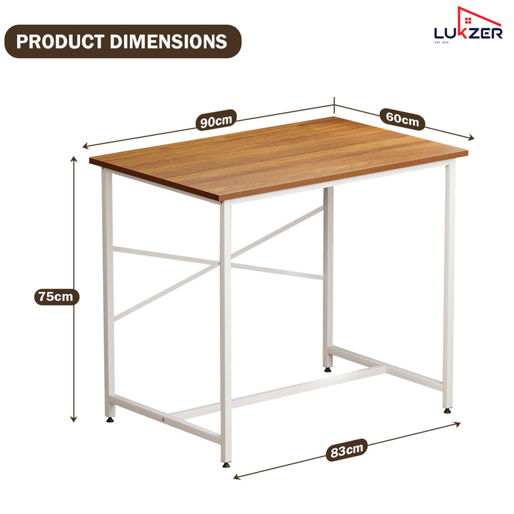 Lukzer X-Support Metal Frame & Engineered Wood Study Table for Home & Office (MST-008) white &  Oak Brown