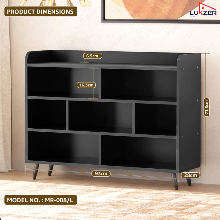 Lukzer 7-Section Engineered Wood Book Shelf with Legs (MR-008L)