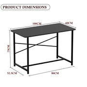 Lukzer Engineered Wood Study Table with X-Support Metal Frame & Adjustable Footpad (MST-009/Black & Black)