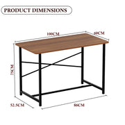 Lukzer Engineered Wood Study Table with X-Support Metal Frame & Adjustable Footpad (MST-009/Black & Oak Brown)