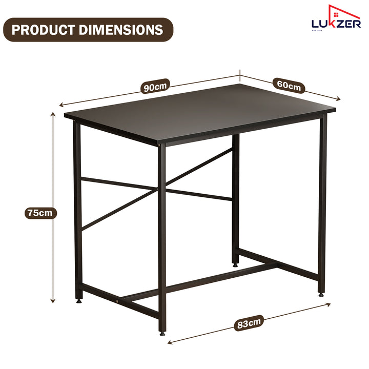 Lukzer X-Support Metal Frame & Engineered Wood Study Table for Home & Office (MST-008) Black &  Black
