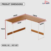 Lukzer Engineered Wood L-Shaped Corner Study and Computer Table for Home or Office (MST-007) white & Oak Brown
