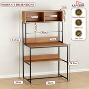 Lukzer Modern Study Table with Open Bookshelf & Hutch (MST-010/Black & Oak Brown)