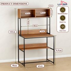 Lukzer Modern Study Table with Open Bookshelf & Hutch (MST-010/Black & Oak Brown)