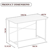 Lukzer Engineered Wood Study Table with X-Support Metal Frame & Adjustable Footpad (MST-009/White & White)