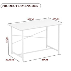 Lukzer Engineered Wood Study Table with X-Support Metal Frame & Adjustable Footpad (MST-009/White & White)