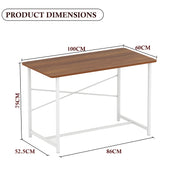 Lukzer Engineered Wood Study Table with X-Support Metal Frame & Adjustable Footpad (MST-009/White & Oak Brown)