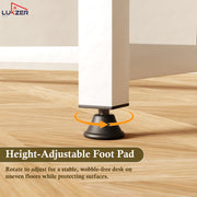 Lukzer Wooden & Metal Study Desk with 3 Storage Shelf & Open Bookshelf for Home (MST-011/White & Oak Brown)