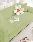 Jacquard Sofa Cover (Pastel Green Wavy Stripes Pattern)