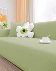 Jacquard Sofa Cover (Pastel Green Curved Diamond Pattern)