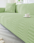 Jacquard Sofa Cover (Pastel Orange Dotted Stripe Pattern)