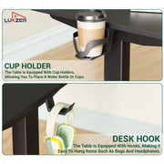 Lukzer Electric Height Adjustable Desk with USB & Type-C Study Table (EST-001/UC-Black & Black)