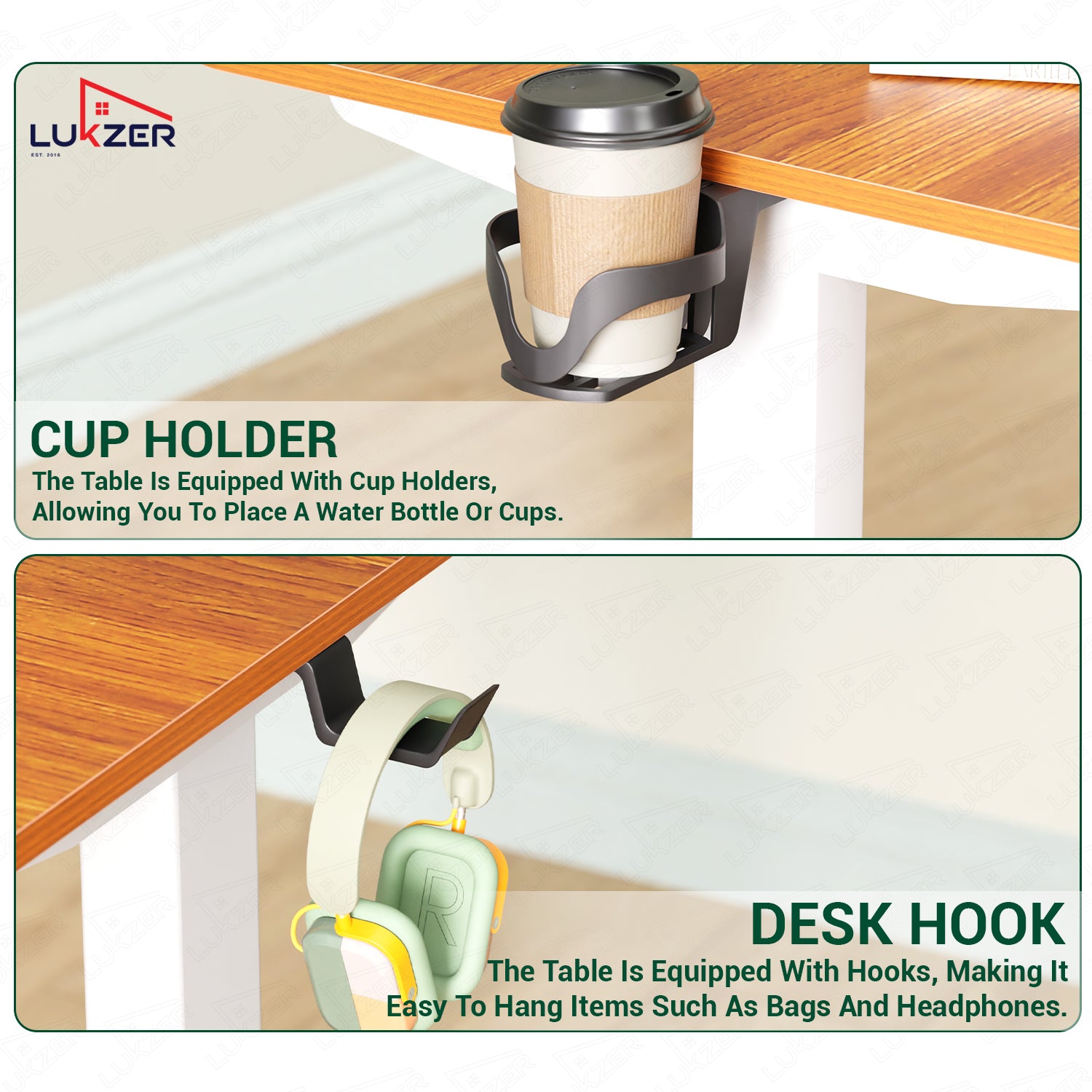 Lukzer Electric Height Adjustable Desk with USB & Type-C Study Table (EST-001/UC-White & Oak Brown) 3-Years Warranty