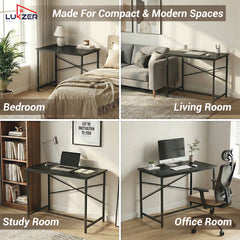 Lukzer X-Support Metal Frame & Engineered Wood Study Table for Home & Office (MST-008) Black &  Black
