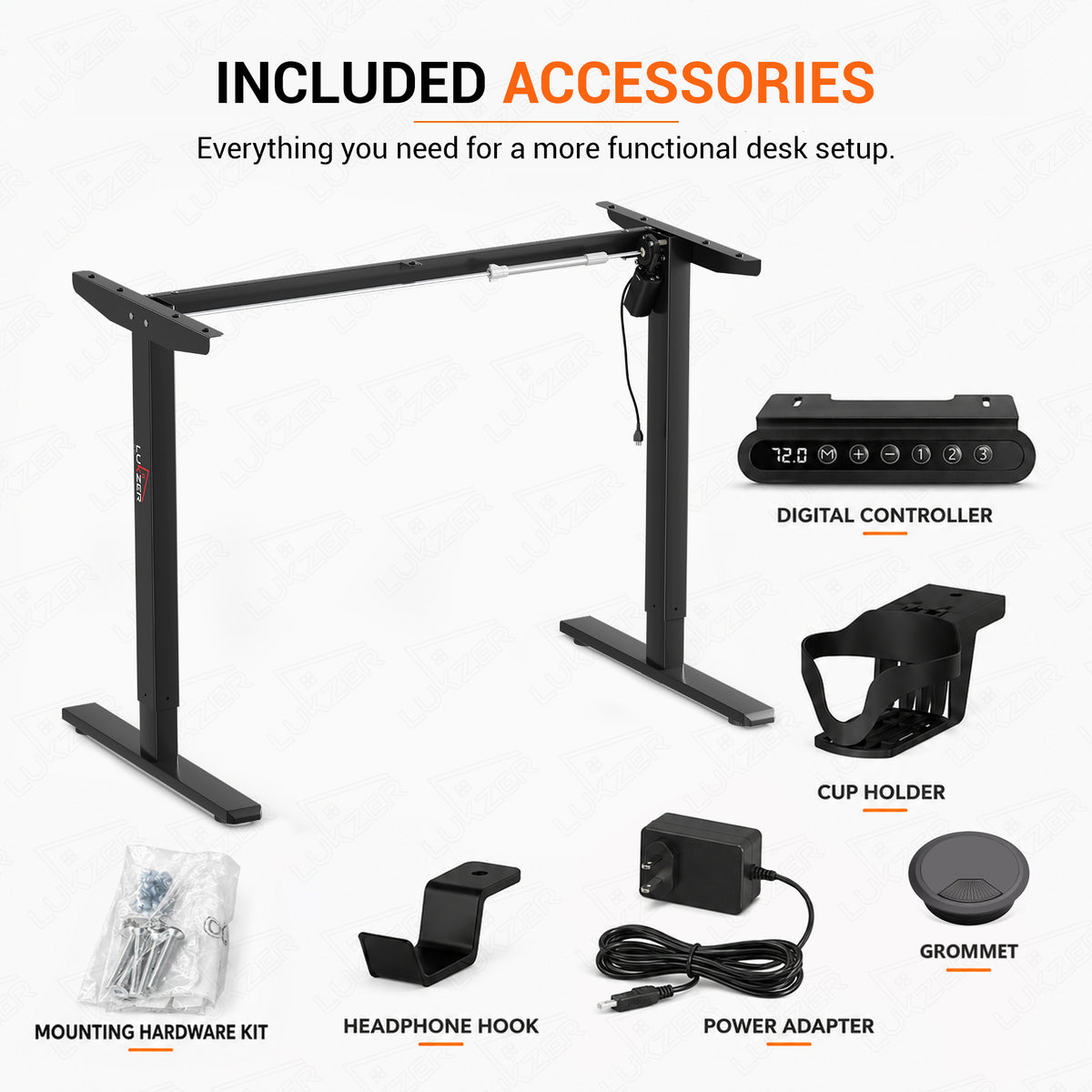 Lukzer Electric Height Adjustable Desk Frame (EST-003-F/Black)