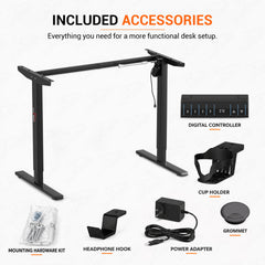 Lukzer Electric Height Adjustable Desk Frame with USB & Type-C Port on Control (EST-003/UC-F/Black)