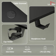 Lukzer Electric Height Adjustable Desk with USB & Type-C Study Table (EST-003/UC-Black & Black)