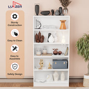 Lukzer Engineered Wood 6 Tier Bookcase Open Bookshelf & Display Rack (MR-032/White)