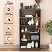 Lukzer Engineered Wood 6 Tier Bookcase Open Bookshelf & Display Rack (MR-032/Oak Brown)