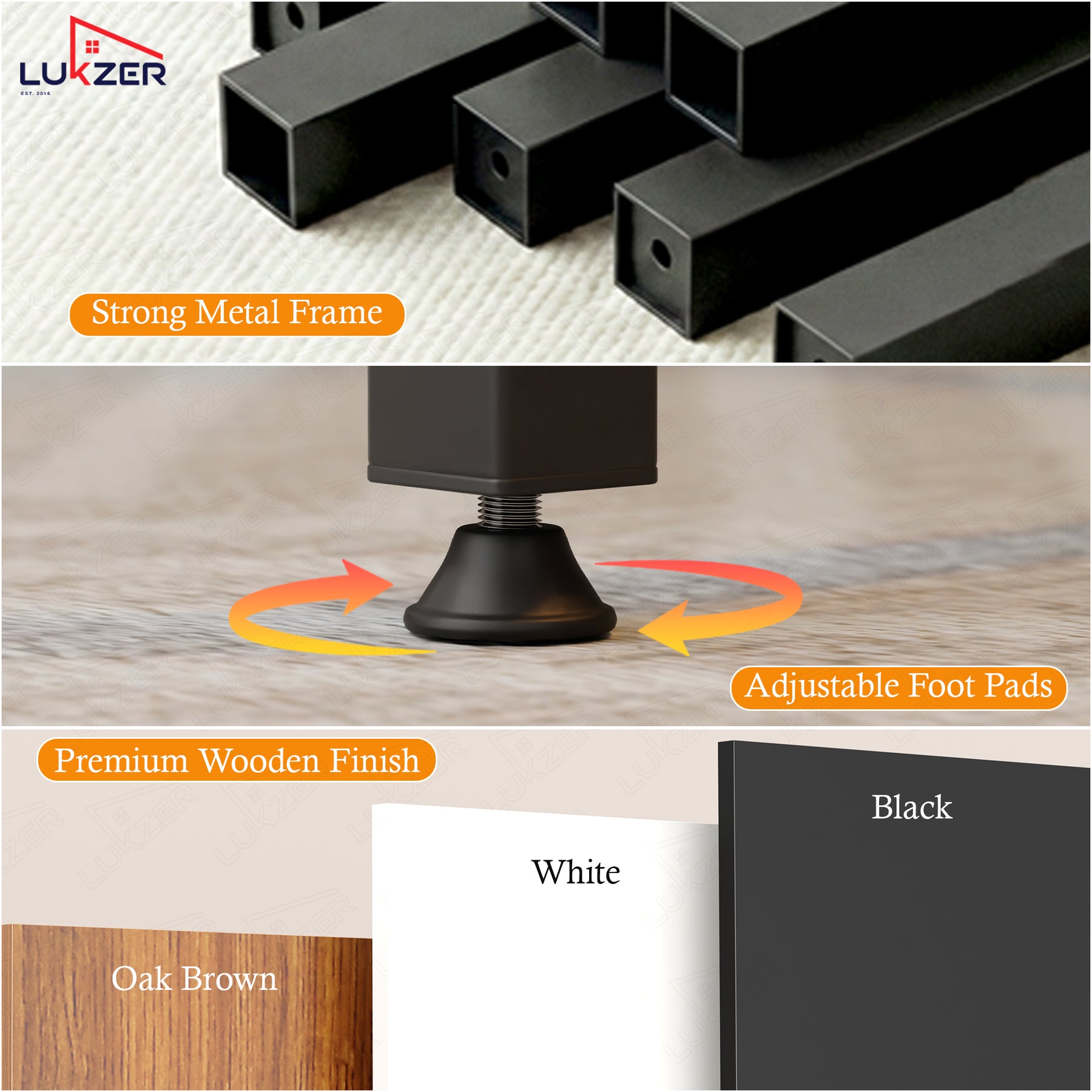Lukzer X-Support Metal Frame & Engineered Wood Study Table for Home & Office (MST-008) Black &  Black