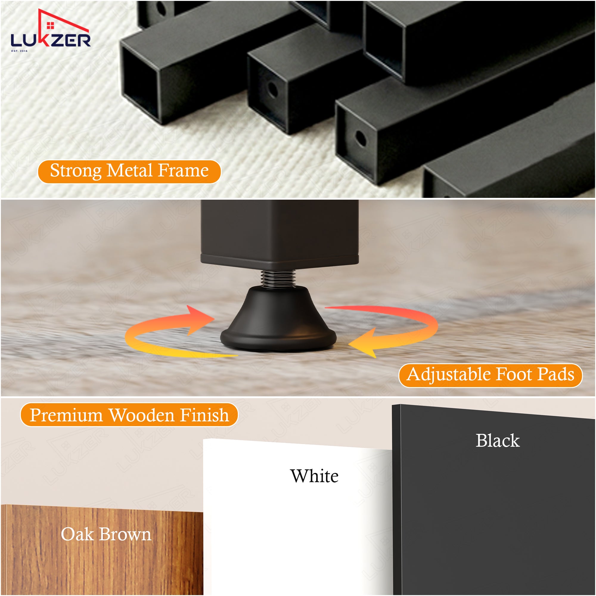 Lukzer X-Support Metal Frame & Engineered Wood Study Table for Home & Office (MST-008) Black &  Black