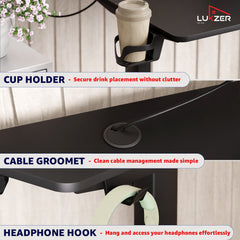 Lukzer Electric Automatic Height Adjustable Sit Stand Desk EST-003 ( Black & Black) 3-Years Warranty