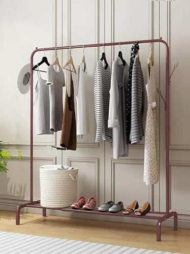 Lukzer Metal Garment Stand with Bottom Shelf – Sturdy Clothing Rack (M