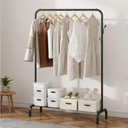 Lukzer Metal Garment Stand with Bottom Shelf – Sturdy Clothing Rack (Model: MGS-001, Gold/Black/White)