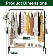 Lukzer Metal Garment Stand with Bottom Shelf – Sturdy Clothing Rack (Model: MGS-001, Gold/Black/White)