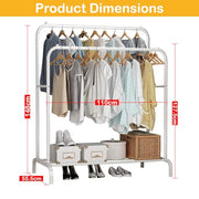 Lukzer Heavy-Duty Double Garment Rack with Bottom Storage – (MGS-002)(White, Gold, Black, Rose Gold, Silver)