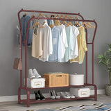 Lukzer Double Garment Stand with 2 Bottom Shelves – Sturdy Clothing Rack (Model: MGS-003, Gold/Black/White)