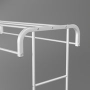 Lukzer Heavy-Duty Double Rod Garment Rack – Bottom Shelf, MGS-004 (Black/White)