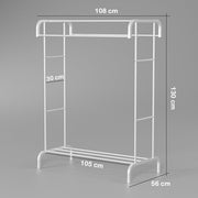 Lukzer Heavy-Duty Double Rod Garment Rack – Bottom Shelf, MGS-004 (Black/White)