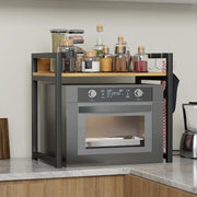 Lukzer Multi-Purpose Kitchen Rack – 1 Layer, MKR-001 (Metal Frame & Engineered Wood, White Frame/Oak Brown Board, Black Frame/Oak Brown Board)