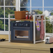 Lukzer Multi-Purpose Kitchen Rack – 1 Layer, MKR-001 (Metal Frame & Engineered Wood, White Frame/Oak Brown Board, Black Frame/Oak Brown Board)