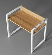 Lukzer Multi-Purpose Kitchen Rack – 1 Layer, MKR-001 (Metal Frame & Engineered Wood, White Frame/Oak Brown Board, Black Frame/Oak Brown Board)